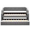 Upholstered Daybed with Trundle;  Wood Slat Support; Upholstered Frame Sofa Bed ;  Twin